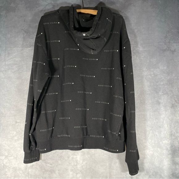 Zoo York Mens Vintage Hoodie XL Black Pullover All Over Print Skate Streetwear - Picture 5 of 8